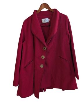 Janska Red Fleece Collared Jacket Women's Size Large